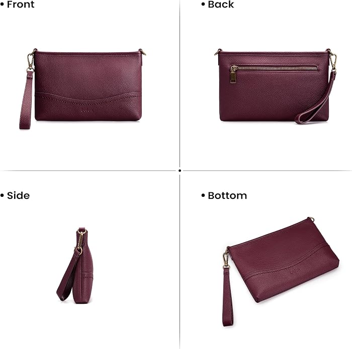 befen Genuine Leather Wristlet Wallet for Women Soft RFID Leather Clutch Purse with Built in Wallet Trendy Crossbody Bag