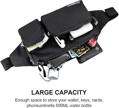 CXWMZY Fanny Packs For Women & Men, Waist Bag Hip Bum Bag Strap Extension Large Capacity Easy Carry Any Phone Passport Wallet for Outdoors Workout Traveling Casual Running Hiking Cycling Dog Walking