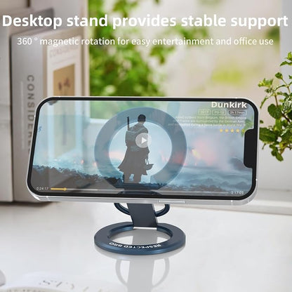 RESPECTED-BRO-Magnetic-Phone-Ring-Holder with Dual Rings, Compatible with iPhone 17/16/15/14/13/12, Multifunctional Stand for Desk,Office,Gym,Kitchen & All Metal Surfaces, Finger Loop Grip (Dark Blue)