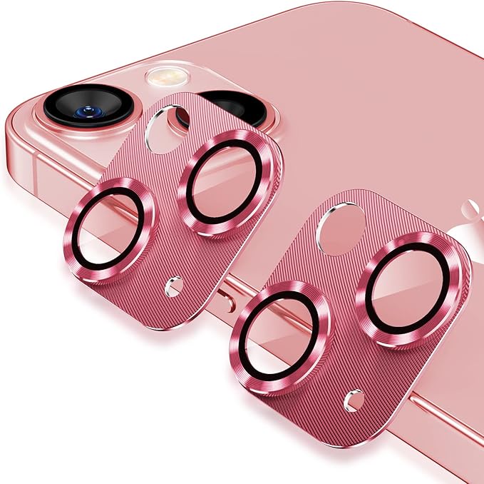 AFARER [2 Pack Camera Lens Protector for iPhone 13/13 Mini,Ultra HD Metal Tempered Glass Camera Cover,9H Hardness,Anti-Scratch for 13Mini(Pink)