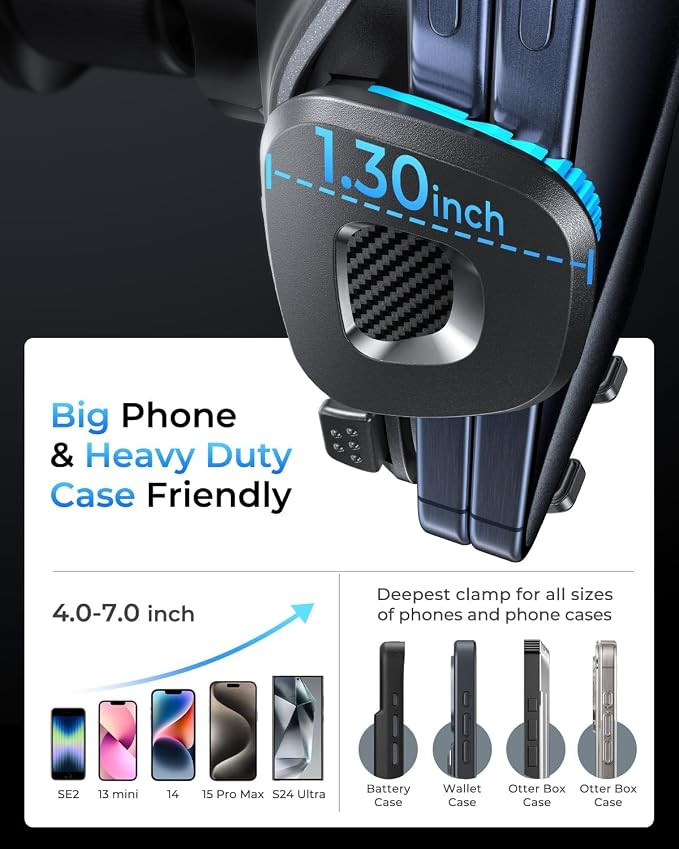 MRGLAS Phone Holders for Your Car Vent with Double Metal Hook Clip, 【One-Hand Operation】 Air Vent Cell Phone Car Mount, Universal Automobile Cradle Fit for iPhone 17 Android and All Smartphones