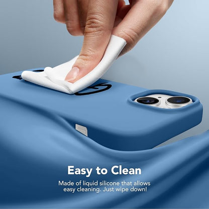 GONEZ Magnetic for iPhone 14 Case, Compatible with Magsafe, with Screen Protector + Camera Protector, Anti-Scratch Microfiber Lining, Liquid Silicone Shockproof Protective Phone Case, Lake Blue