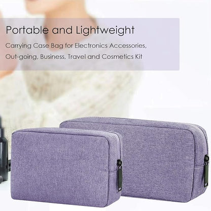 CAAORDKSO Electronic Organizer Travel Case, Electronic Accessories Storage Bag, Portable Waterproof Cable Organizer Bag for Laptop Charger Mouse, USB, Cord, Power Bank, Earphone, Pen(Small+Big,Purple)