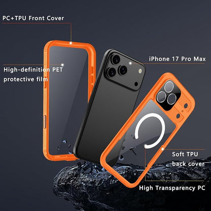 GOLDJU Magnetic for iPhone 17 Pro Max Case-Waterproof, Built-in Screen & Camera Protector-IP68 Underwater Full Body 16FT Military Dropproof Shockproof Case for 17 Pro Max 6.9''- Orange
