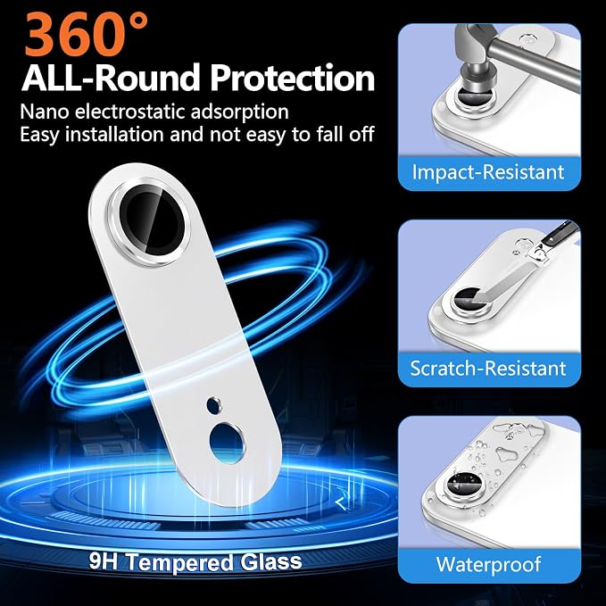 for iPhone 17 Air Camera Lens Protector, [Military Grade Shatterproof] [Strong Adsorption] [Case Friendly] Full Coverage Metal Aluminum Alloy 9H Tempered Glass Camera Screen Cover, Slivery