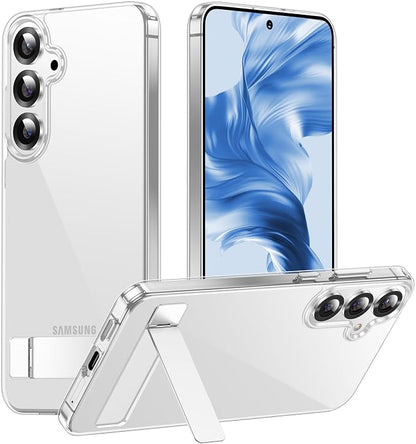 Temdan Designed for Samsung Galaxy S25 Case, Built in Hidden Kickstand Military Grade Drop Protection Never Yellowing Slim Thin Phone Case for Galaxy S25 Case 6.2"- Crystal Clear