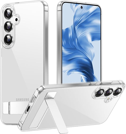 Temdan Designed for Samsung Galaxy S25 Case, Built in Hidden Kickstand Military Grade Drop Protection Never Yellowing Slim Thin Phone Case for Galaxy S25 Case 6.2"- Crystal Clear