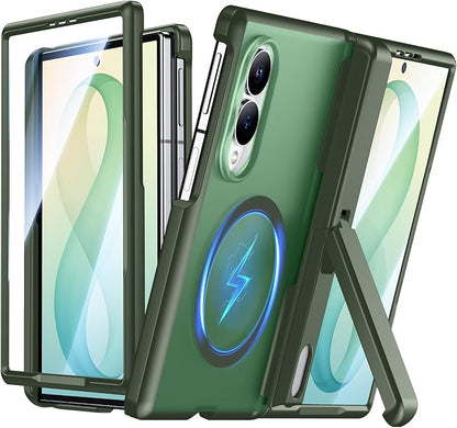 SPIDERCASE for Samsung Galaxy Z Fold 8 Case,Built-in [Screen Protector] [Hinge Protection] [Kickstand] Full Body Protective Phone Case for Galaxy Z Fold 8 - Green