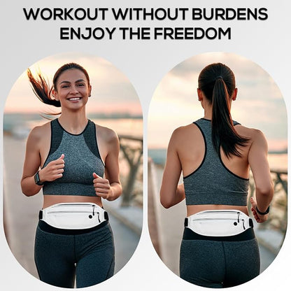 Running belt for Women &Men,Adjustable Exercise Waist Pack Reflective Running Belt for Sports Workout Cycling Hiking, Casual Hands-Free Wallets Phone Bag Fits All Phones (white)