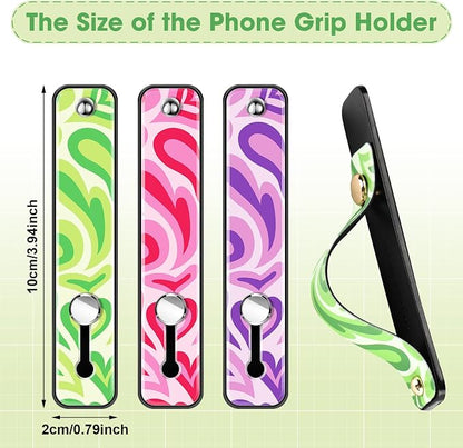 Weewooday 6 Pieces Phone Grip Holder Cell Phone Grip Strap Telescopic Finger Strap Stand Universal Finger Kickstand for Most Smartphones(Stylish)