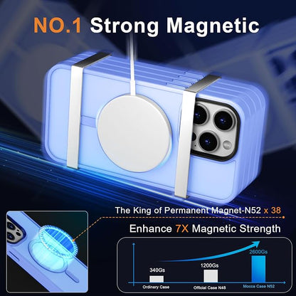 MOCCA Strong Magnetic for iPhone 13 Pro Max Case,[Compatible with Magsafe][Glass Screen Protector+Camera Lens Protector] Slim Thin Shockproof Cover Phone Case for iPhone 13 Pro Max 6.7", Blue