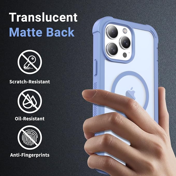 jaroco Magnetic for iPhone 13 Pro Max Case, [Compatible with MagSafe][Military Grade Drop Protection][Heavy Duty Protection][Non-Slip][Shockproof] 2-Layer Durable Bumper Phone Case 6.7''-Blue Purple