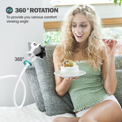 Gooseneck Phone Holder for Bed, Flexible Lazy Arm Mount 360 Adjustable Mobile Phone Clamp Bracket Stand Desk for iPhone 12 Mini 13 12 Pro 11 Pro Xs Max XR X 8 7 6 Plus, Samsung S20 S10 S9, Smartphones