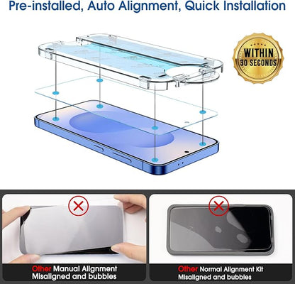 amFilm Auto-alignment OneTouch for Samsung Galaxy S25 6.2'' Screen Protector + Camera Lens Protector, Tempered Glass, 30 seconds Installation, Bubble Free, Case Friendly, Anti-Scratch [2+2 Pack]