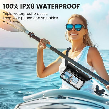 Niveaya IPX8 Waterproof Fanny Pack - 2 Pack, Floating Dry Bag Pouch, Phone Waterproof Waist Pouch Dry Bag, Beach, Kayaking, Swimming, Boat Essentials, for iPhone 17/16/15/14/13/12 Pro Max up to 9.5"