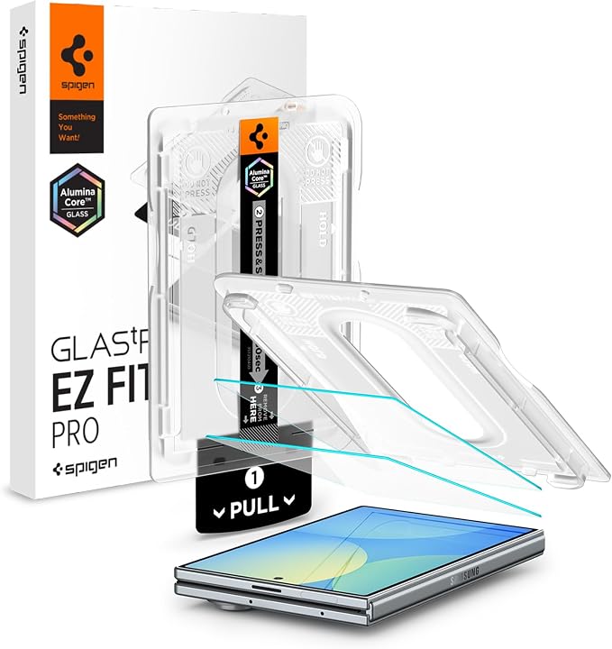 Spigen GlasTR EZ FIT Pro Screen Protector for Galaxy Z Fold 8 | 9H+ Tempered glass, Scratch resistance, Auto-align tray, Lab-tested 100% clarity, Original touch, Case-friendly, 2 Pack