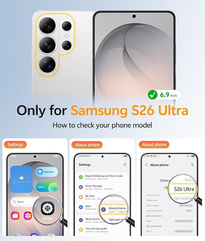 FNTCASE for Samsung Galaxy S26 Ultra Case, Compatible with Magsafe Gray | Screen Protector, Full Camera Protection, Translucent Matte, 14FT Military Grade Drop Proof, Protective Phone Cover
