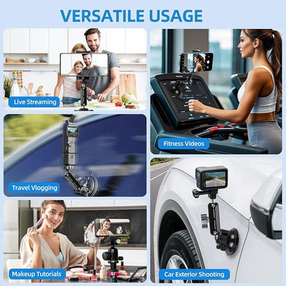 OmniMaster Suction Cup Mount for DJI Osmo Pocket 3, Action, GoPro, Insta360, Phones, Car Windshield Camera Holder DJI GoPro Insta360 Phone Accessories Selfie Lights, Microphones