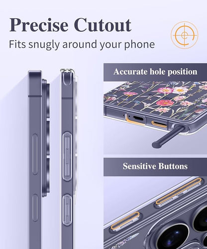 GVIEWIN for Samsung Galaxy S26 Ultra Case, Clear Floral Slim Shockproof Protective Women Phone Case, Non-Yellowing, with Screen Protector &Camera Lens Protector for S26 Ultra 6.9", Floratopia/Colorful
