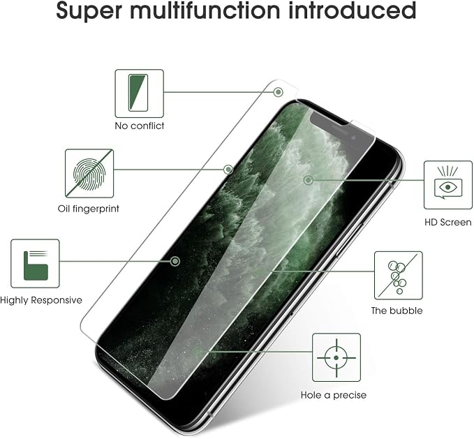 OMOTON Pack of 4 Tempered Glass Screen Protector Film for iPhone 11 Pro/X/XS [Installation Kit Provided] Anti-Scratch, Easy Installation, Bubble-Free, Transparent [5.8 Inches/5.8 Inches)