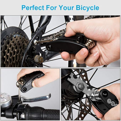 NDakter Bike Triangle Frame Bag & Bicycle Repair Kit, 2L Waterproof Storage Pouch with 16-in-1 Multi-tool, Portable Bike Tool Set for Flat Tire Repair, Cycling Accessories for Mountain Road Bike, MTB