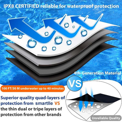 Waterproof Phone Pouch Case w/Lanyard, Cell Phone Dry Bag for iPhone 15 14 13 12 Pro Max XS Plus XR, for Galaxy S24 S22, IPX8 Waterproof Phone Holder for Vacation Pool Beach Swimming -4 Pack