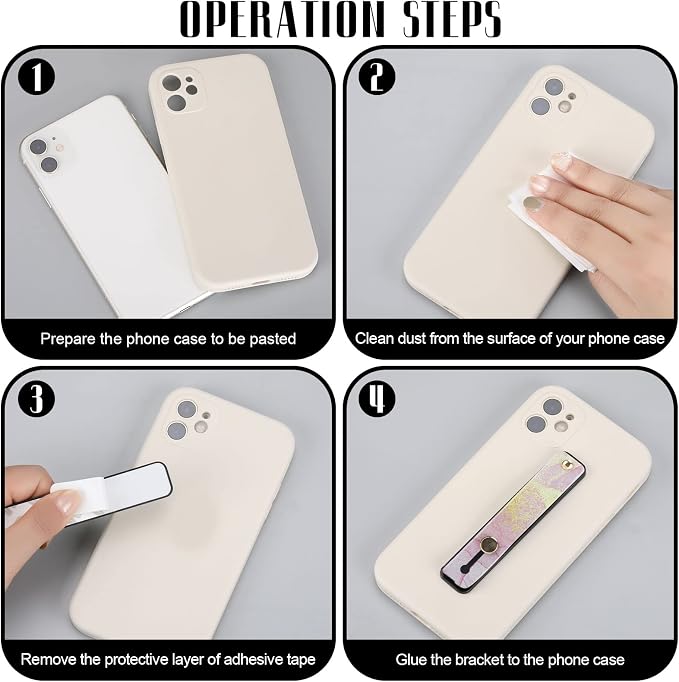 Weewooday 6 Pieces Phone Grip Holder Cell Phone Grip Strap Telescopic Finger Strap Stand Universal Finger Kickstand for Most Smartphones(Marble Color)