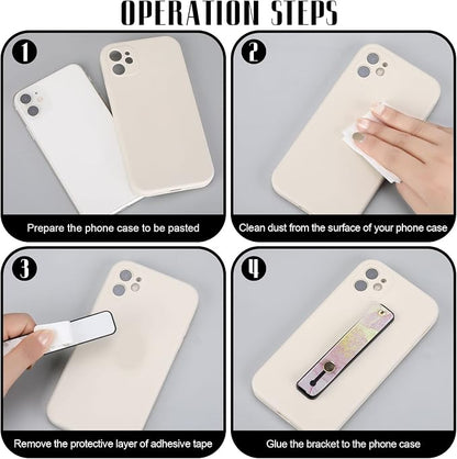 Weewooday 6 Pieces Phone Grip Holder Cell Phone Grip Strap Telescopic Finger Strap Stand Universal Finger Kickstand for Most Smartphones(Marble Color)