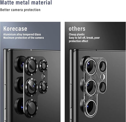 Korecase for Samsung Galaxy S23 Ultra Camera Lens Protector Tempered Glass Camera Cover, 9H Hardness Aluminum Metal Lens Film, Bubble Free,Strong Stickiness -Silver