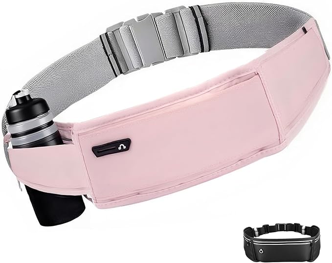 Running Belt for Phone – Adjustable Running Waist Pack with 3 Pockets Fits Up to 7.2 Inch Phones, Slim Running Fanny Pack for Men & Women Jogging Hiking Fitness (Pink)