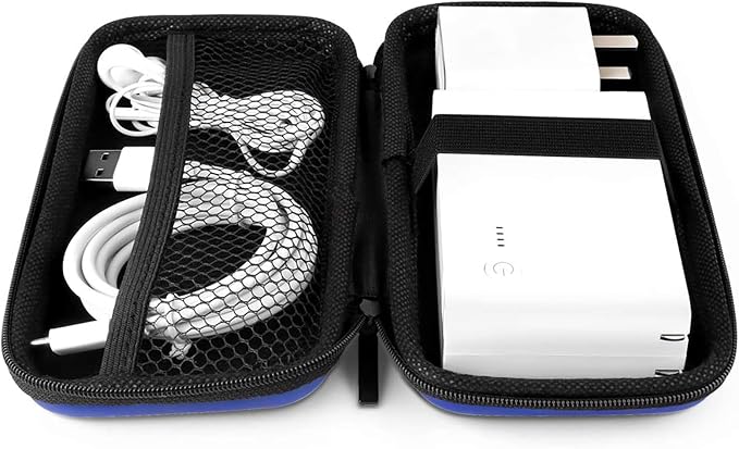 iMangoo Travel Essential Electronics Organizer Pouch Charger Case, Shockproof Dual Zipper Power Bank Cables Tech Accessories Purse, Men & Women Travel Must Have Storage Bag, 6.5x3.2x1 inch Blue