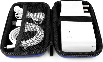 iMangoo Travel Essential Electronics Organizer Pouch Charger Case, Shockproof Dual Zipper Power Bank Cables Tech Accessories Purse, Men & Women Travel Must Have Storage Bag, 6.5x3.2x1 inch Blue