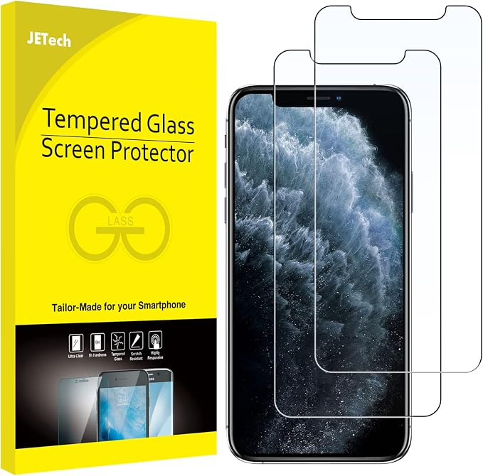 JETech Screen Protector for iPhone 11 Pro Max/Xs Max, 2-Pack | HD Clear, Face ID Compatible, Anti-Scratch Glass