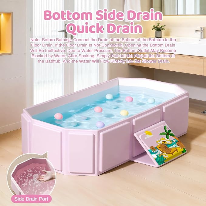 Portable Bathtub, Foldable Bathtub No Installation, Bathroom SPA Soaking Tub, Shower Stall Collapsible Hot & Ice Bath Tub (Green, 29.5"L x 17.7"W x 9.8"H)