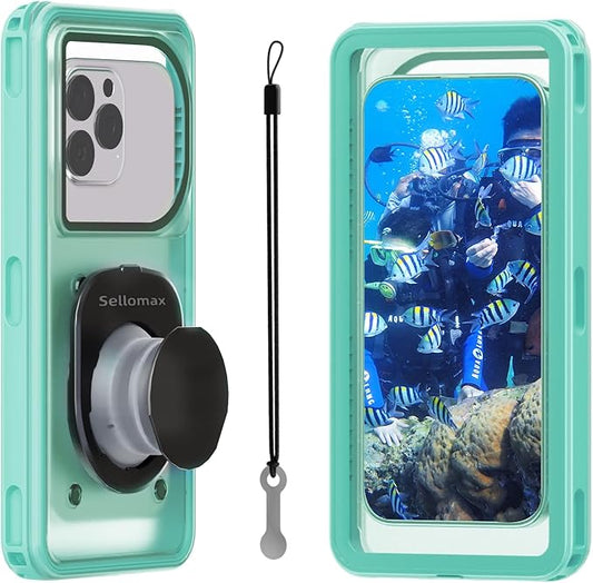 Waterproof Phone Case for Snorkeling with Lanyard IPX8 Underwater Touch/Photo Shockproof Heavy Duty Drop-Proof for iPhone 17 Pro Max/16/15/14 All Cell Phones-Green Shower Phone Case