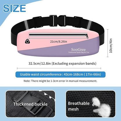 SooGree Slim Fanny Packs for Women Men,Waterproof Waist Pack with Reflective Strip Adjustable Strap,Running Belt for Sports Workout Cycling Hiking, Casual Hands-Free Wallets Phone Bag