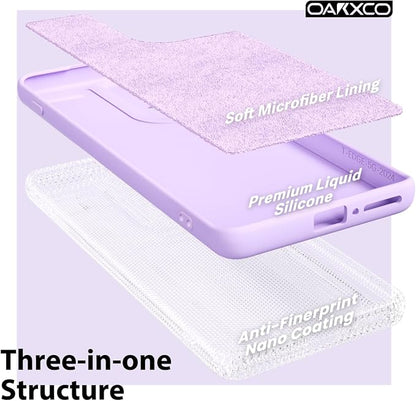 oakxco for Motorola Moto Edge 2024 Phone Case Liquid Silicone, Thin Slim Soft Rubber Gel TPU Plain Protective Simple Cover for Women Girl Cute, Matte Solid Color Aesthetic, Lilac Purple Lavender