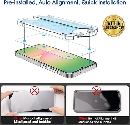 amFilm Auto-Alignment OneTouch for Samsung Galaxy A56 5G 6.7" Screen Protector + Camera Lens Protector, Tempered Glass, 30 Seconds Installation, Bubble Free, Case Friendly, Anti-Scratch [2+2 Pack]