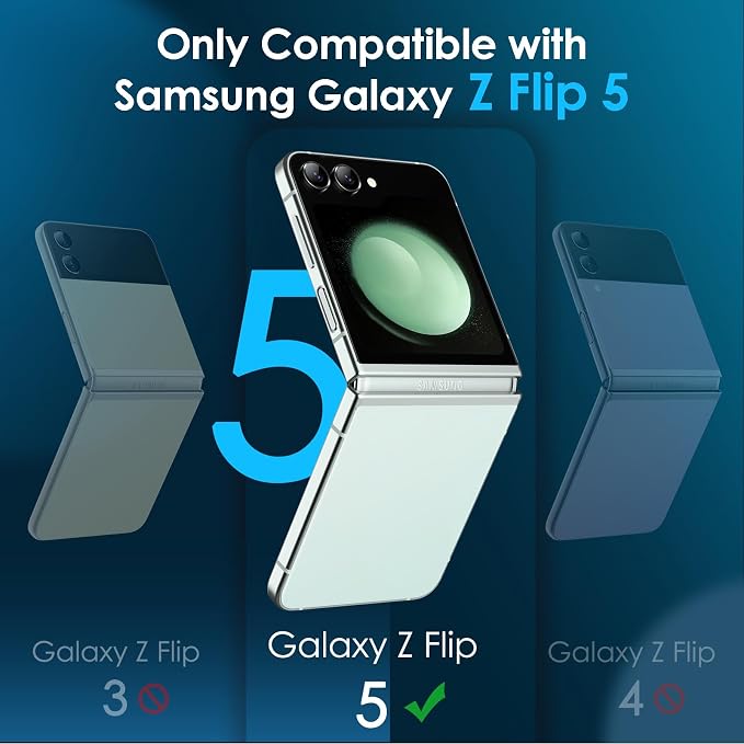 JETech Front Screen Protector for Samsung Galaxy Z Flip 5, 3-Pack | Tempered Glass, Easy Installation Tool, HD Clear, Case-Friendly