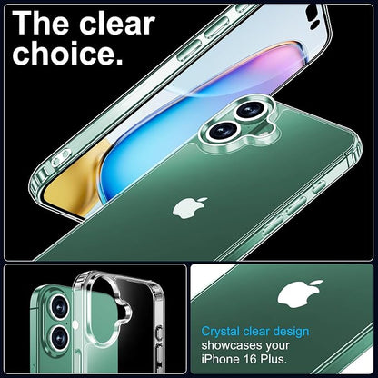xiwxi for iPhone 16 Plus Case,with Screen Protector+Camera Lens Protector,Non-Yellowing,Military-Grade Drop Protection,Perfect Handfeel,Shockproof Bumper,Clear Slim Phone Case-6.7 inch