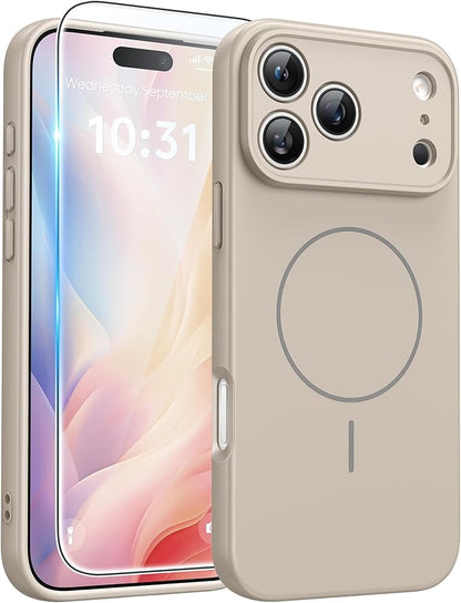 FNTCASE for iPhone 17 Pro Max Case: [Compatible with Magsafe] Integrated Silicone Phone Cases with [Full Camera Protection] [Screen Protector] Military Grade Shockproof Protective Cover - Full White