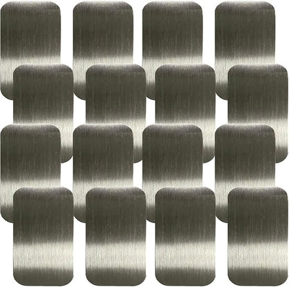 SALEX Replacement Metal Plates Set 16 Pack for Magnetic Mount, Wall, Case, Magnet, Craft - Kit of 16 Matte Silver Small 0.8" x 1.6" Iron Discs Without Holes - 3M Adhesive Backing. 16 Pack