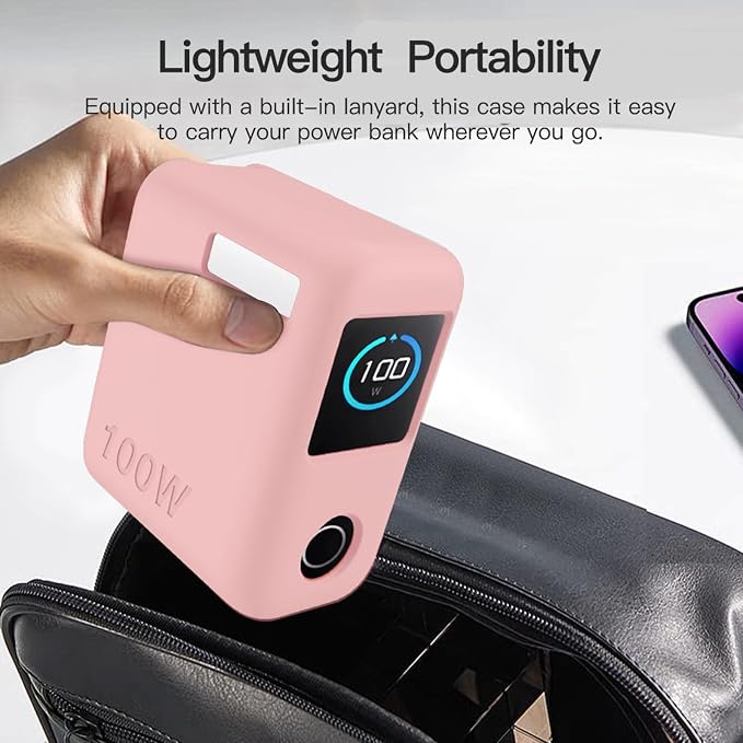 for Anker 100W Charger Silicone Case Cover, Shockproof/Waterproof/Dustproof, Scratch-Resistant, Chargeable Without Removal (Pink)