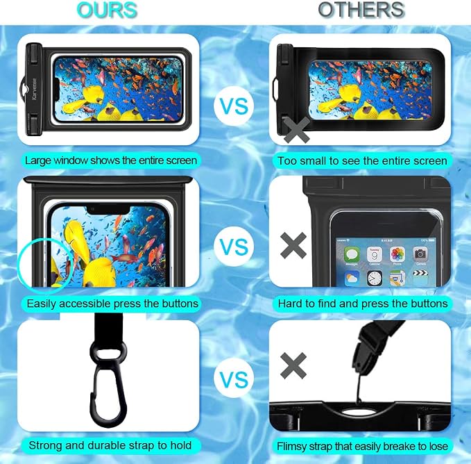 Waterproof Phone Pouch/Case, 2 Pack Waterproof Phone Holder/Bag for iPhone 15 14 13 12 11 Pro Max, Samsung Galaxy, Pixel, Universal Cell Phone Dry Bag for Travel, Beach, Shower, Kayaking, Snorkeling