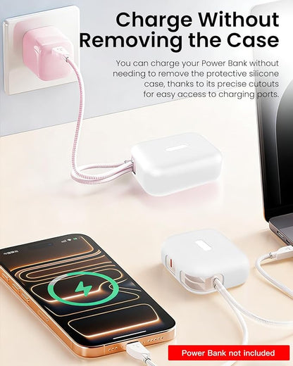 Silicone Case for TORRAS EasyGo Power Bank 45W 10000mAh,Full-Body Protective Cover for TORRAS Power Bank 45W,Precise Port Cutouts (Case Only) White