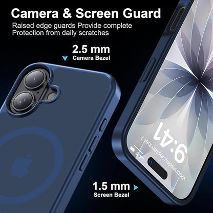 Strong Magnetic for iPhone 17 case [10Ft Military-Grade Protection] Compatible with fit MagSafe Shockproof Slim Thin Cover case for iPhone 17 6.3 inch, Deep Blue