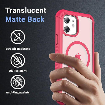 jaroco Magnetic for iPhone 12/12 Pro Case, [Compatible with MagSafe][Military Grade Drop Protection][Heavy Duty Protection][Non-Slip][Shockproof] 2-Layer Durable Bumper Phone Case 6.1''-Rose