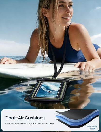 Lamicall IP68 Floating Waterproof Phone Pouch - [2 Pack] Water Proof Phone Case with Lanyard for iPhone 17 16 15 14 13 Pro Max, Galaxy S25 S24 Ultra, Beach Vacation Cruise Essentials Gifts, 4-8.5"