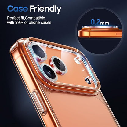 UniqueMe Compatible for 3 Pack iPhone 17 Pro Camera Lens Protector - [Drop Protection] [Case Friendly] 9H Tempered Glass Camera Cover Screen [Update New Version] - Glitter Silver