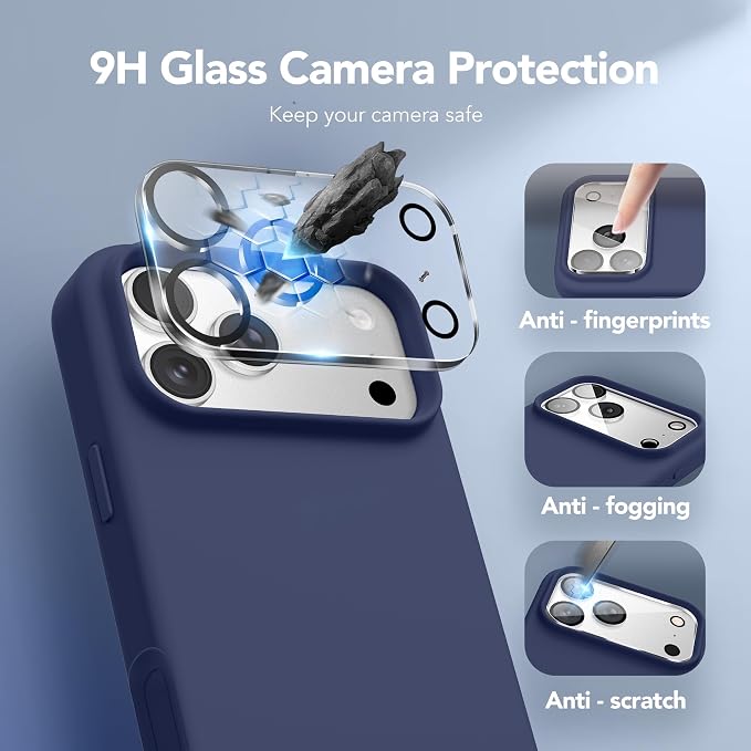 GONEZ Magnetic for iPhone 17 Pro Case, Compatible with MagSafe, [Screen Protector + Camera Lens Protector], Liquid Silicone Anti-Scratch Shockproof Protective Phone Case 6.3 inch, Midnight Blue